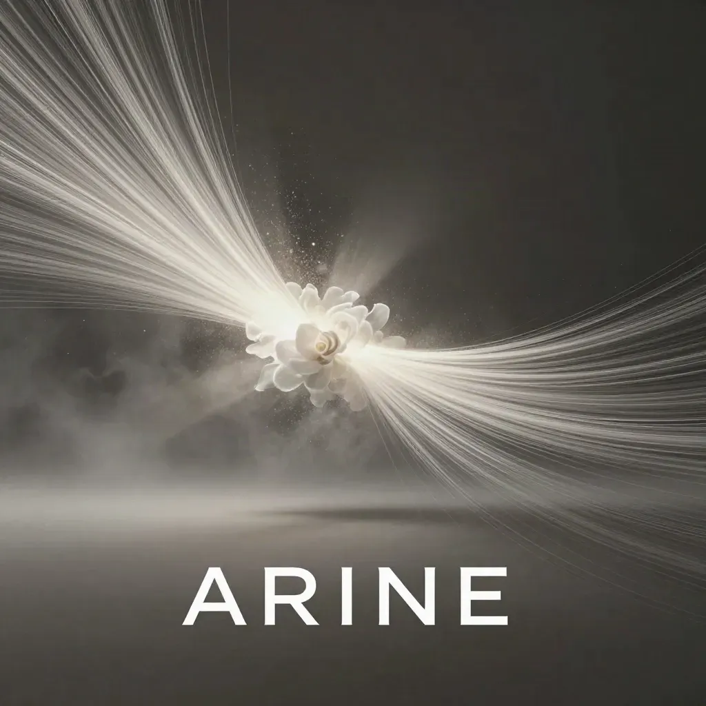 Silver filaments converge into a soft bloom in graphite haze, with calm space for copy.